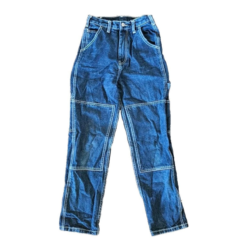 John Galt Brandy Melville High Waist Carpenter Jeans Blue Contrast Stitch S